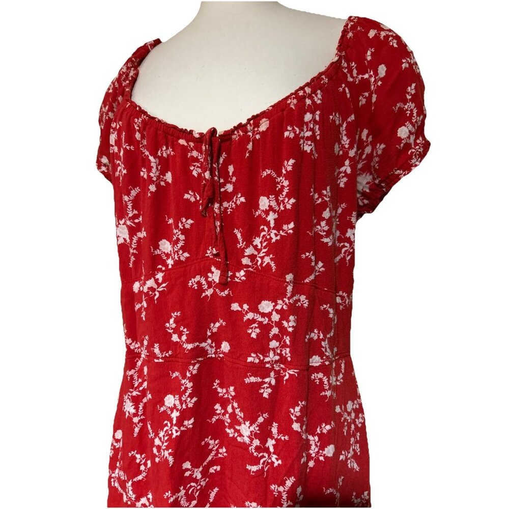 Abercrombie Fitch Floral Dress Puff Sleeves Smocking Peasant Milkmaid Dress XL - Picture 2 of 12